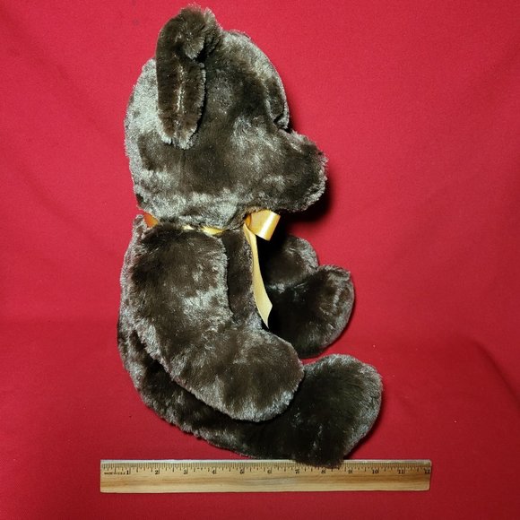 Steven Smith Dark Brown Teddy Bear 15" Stuffed Animal with Gold Ribbon - Picture 10 of 10